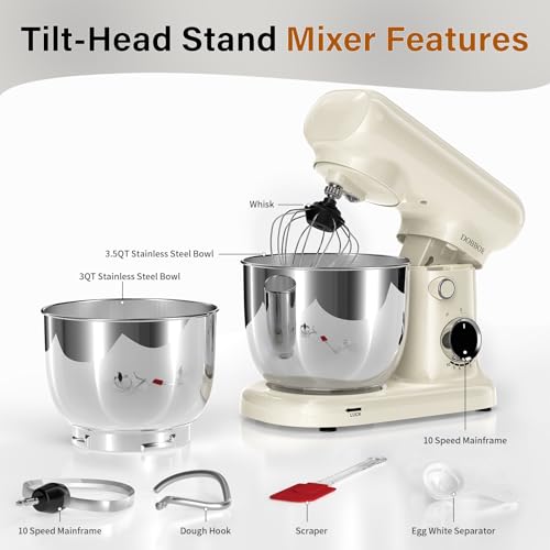 Stand Mixer with 3QT+3.5QT Dual Bowls