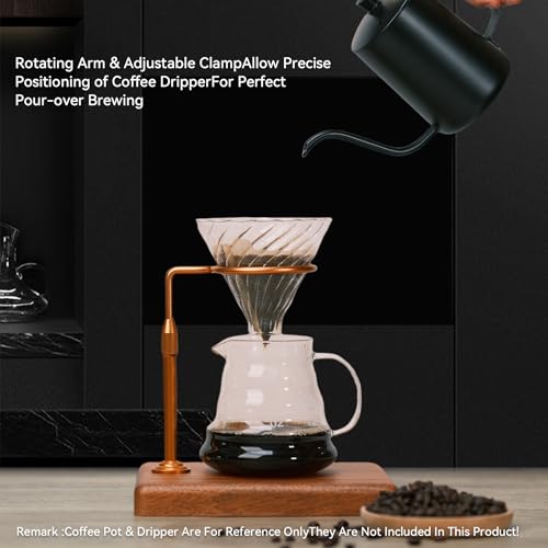 Pour Over Coffee Maker with Adjustable Stand & Wooden Base