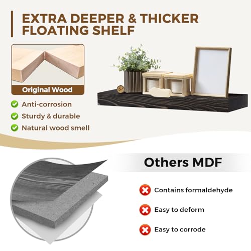 Solid Wood Floating Shelves (2 Count)