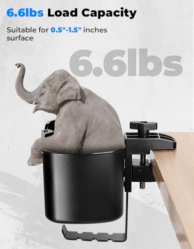 3-in-1 Desk Cup Holder and Headphone Hanger, Fits 18-32 oz Cups