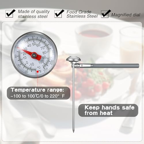 6 Pcs Stainless Steel Kitchen Dial Thermometer 5"
