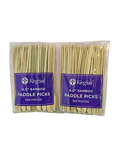 200 Count KingSeal Natural Green Bamboo Wood Paddle Picks