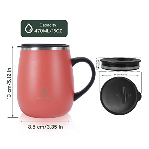 16 oz Insulated Coffee Mug with Handle and Lid