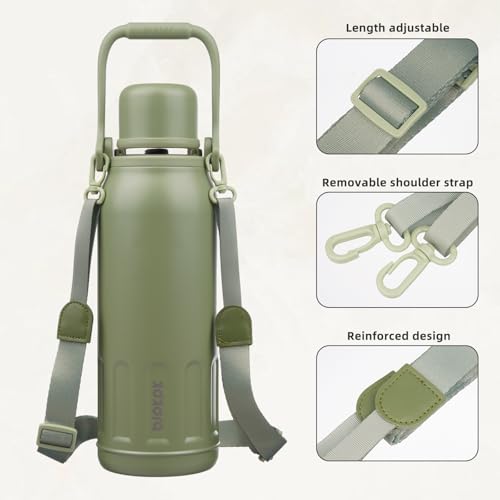 Stainless Steel Insulated Bottle with Handle & Strap