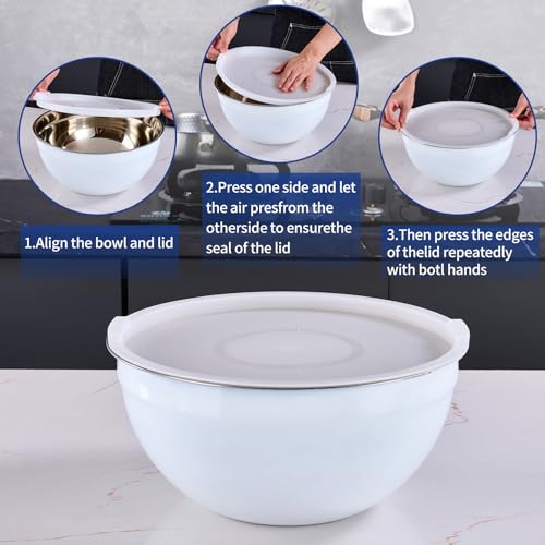 White Mixing Bowls With Airtight Lids