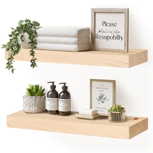 Solid Wood Floating Shelves (2 Count)