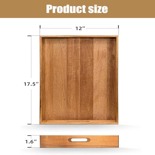 Acacia Wood Serving Tray with Handles