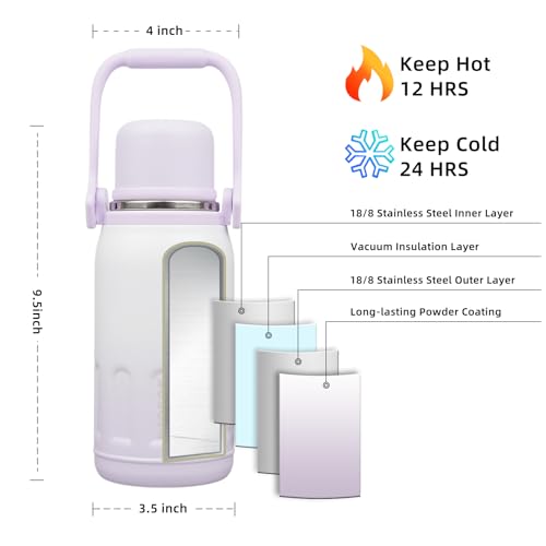 Stainless Steel Insulated Bottle with Handle & Strap