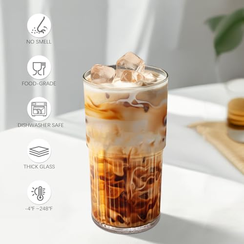 18.5oz Glass Cups with Lids and Straws (20 Count)