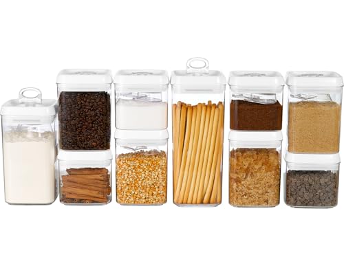 Flip Tite Food Storage Container with Scoop & Lid 5" LARGE Airtight Ring Top (10 Count)