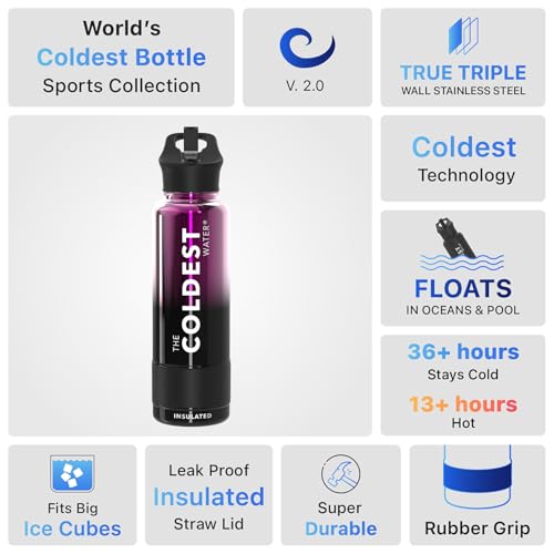 Coldest Insulated Water Bottle with Straw Lid