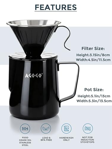 Stainless Pour Over Coffee Maker Set