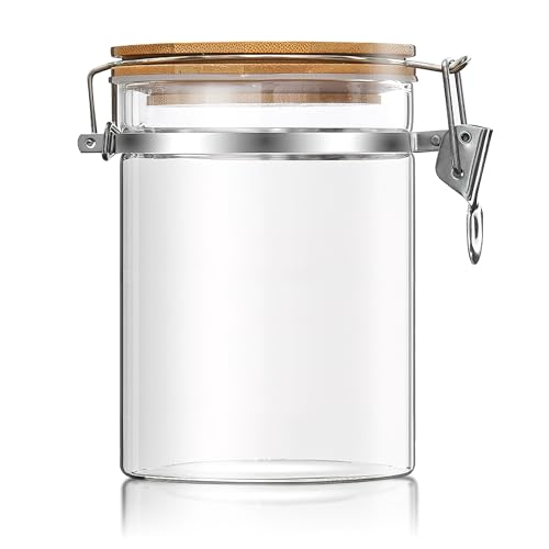 36 oz 1050ml Clear Glass Storage Canister with Airtight Bamboo Lid