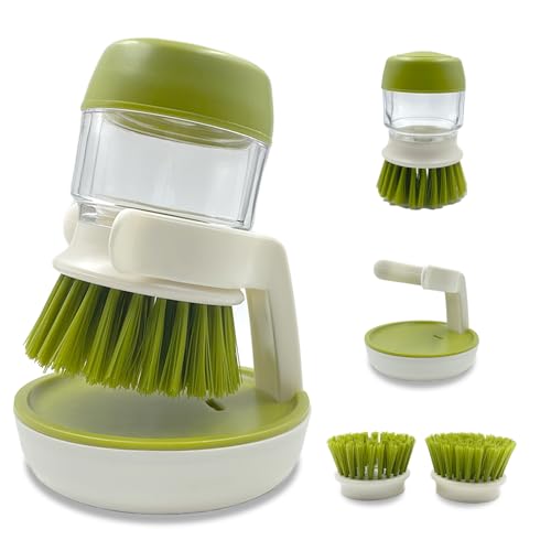 Soap Dispenser Dish Brush Palm Brush Scrub Brush Equipped with Storage Bracket and Drainage Base