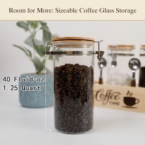 Glass Coffee Canister Coffee Containers for Ground Coffee Coffee Bean Storage Airtight Seal with Locking Clamp