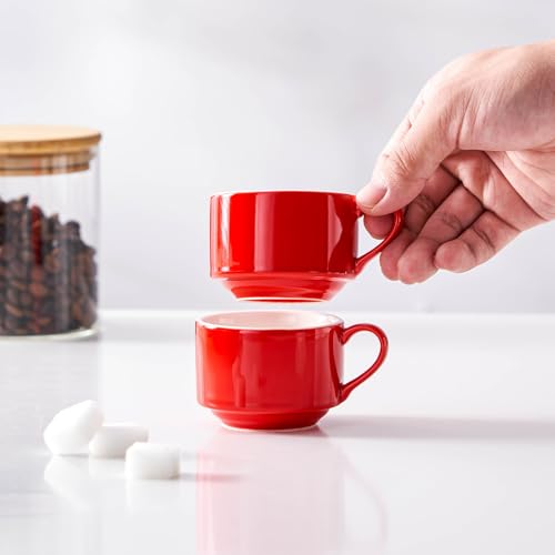 2.5 Ounce Stackable Espresso Cups with Saucers and Metal Stand (4 Count)
