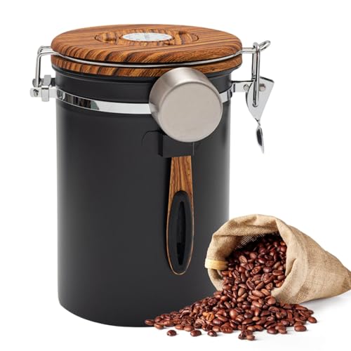 Airtight Coffee Canister 1.8L with Wooden Lid Scoop Set