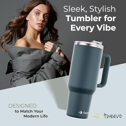 40 oz Tumbler With Handle and Straw Made of Stainless Steel