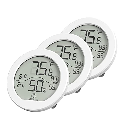 Indoor Digital Hygrometer Thermometer for Room Temperature Humidity Meter (3 Count)