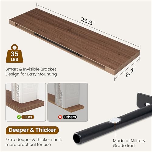 9.3Inch Deep Floating Shelves for Wall (2 Count)