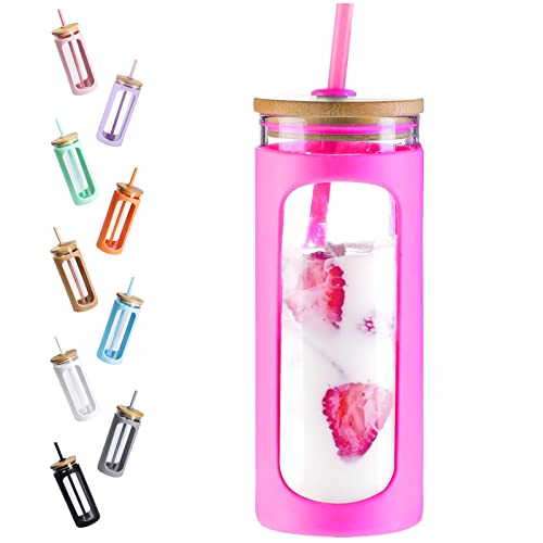 20oz Glass Tumbler with Straw and Lid