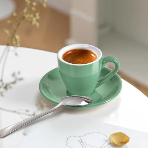 Porcelain Espresso Cup with Saucer And Stainless Steel mini Spoons (7 Count)