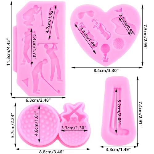 Golf Silicone Mold Golf Ball Fondant Mold Golf Club Mold Set Of 4 (4 Count)