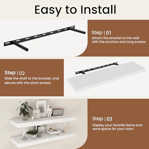 Rustic Real Wood Floating Shelves (2 Count)