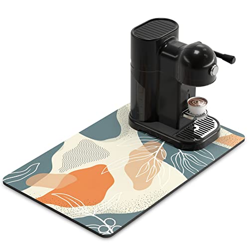 Coffee Mat 12" x 19" Cute Boho Theme Coffee Bar Mats for Espresso Machine Station Accessories and Organizer