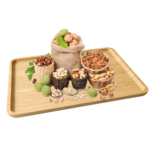 Bamboo Serving Tray Wooden Rectangle Dinner Food Bed Lab Tray Large