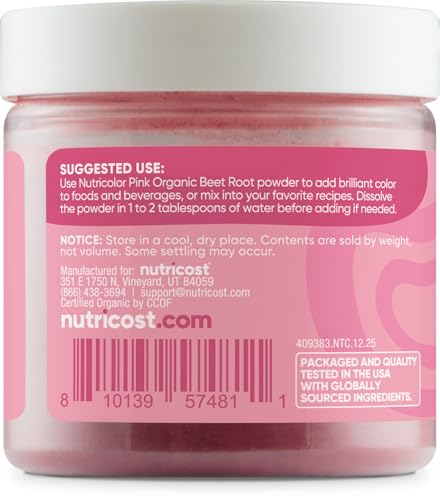 Pink Plant Based Food Coloring From Organic Beet Root Powder (2.1 Ounce)