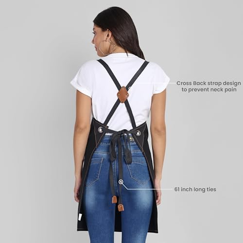 Chef Apron Recycled Cotton Kitchen Apron with an Adjustable Neck with Long Ties