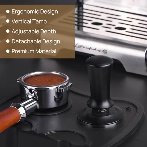 51mm Spring Loaded Depth Adjustable Espresso Tamper for Portafilter