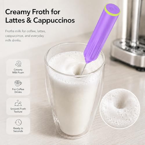 Milk Frother Handheld with 3 Stainless Steel Whisks