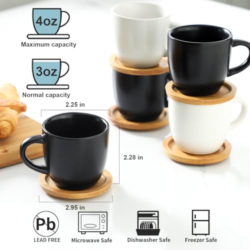 4 OZ Espresso Cups and Saucers Set of 6 (6 Count)