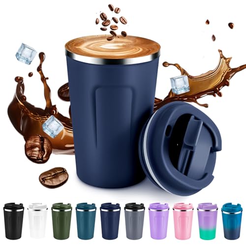 12 oz Double Wall Insulated Vacuum Travel Coffee Mug with Flip Lid
