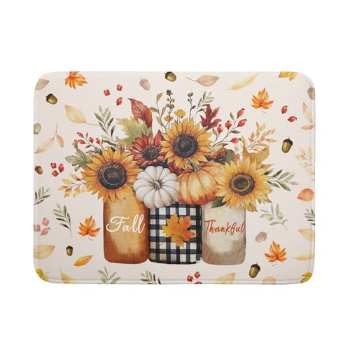 Autumn Sunflowers Vase Dish Drying Mat for Kitchen Counter
