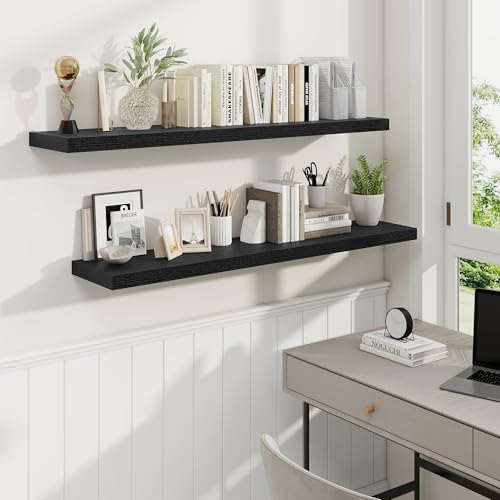 48 Inch Black Floating Shelves (2 Count)