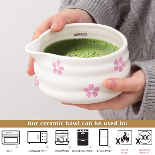 Ceramic Matcha Bowl with Bamboo Whisk Holder