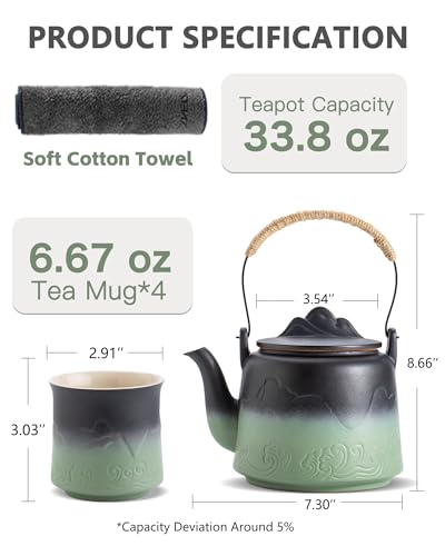 Japanese Teapot Set with 4 Cups