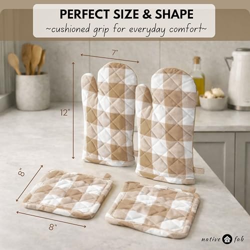Buffalo Plaid Check Oven Mitts and Pot Holders Set of 4 (4 Count)