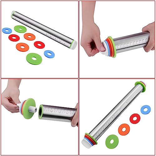 Stainless Steel Rolling Pin and Silicone Mat Set (2 Count)