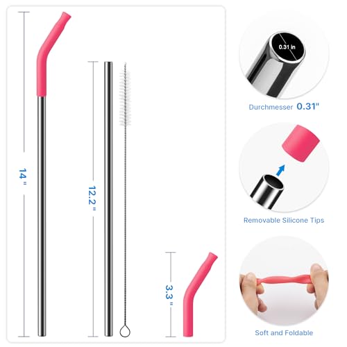 2 Pcs Stainless Steel Straws for 40 oz Stanley Tumbler