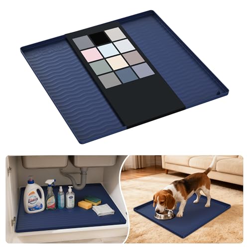 Waterproof Silicone Under Sink Mat 19'' x 19'' Shelf Liner for Kitchen and Bathroom (361 sq inch)
