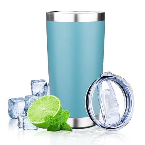 20oz Tumbler with Lid Double Wall Vacuum Insulated Travel Coffee Mug Stainless Steel Thermal Cup Powder Coated Sturdy Coffee Tumbler for Hot and Cold Beverage