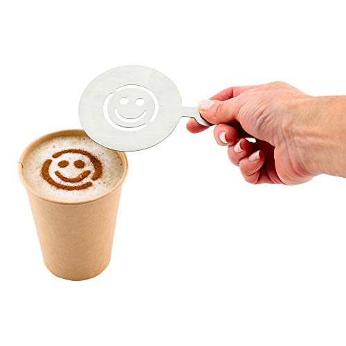 Coffee Art Stencil Pack of 1 Stainless Steel Smiley Face Decorating Stencil for Latte Art