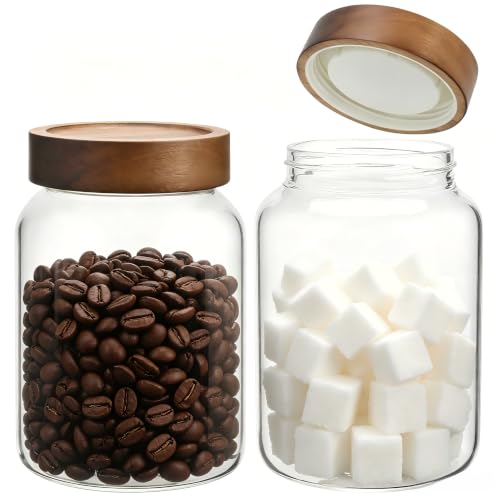 40 oz Glass Jars with Airtight Lid Spice Herb Jar Glass Coffee Ground Canister Clear Food Storage Jar for Sugar Cookies Tea Bean Spice Bath Salts