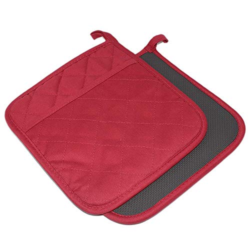 2Pcs Cotton and Neoprene Oven Pads Pot Holders with Pocket 8"x8.5" Dual (2 Count)