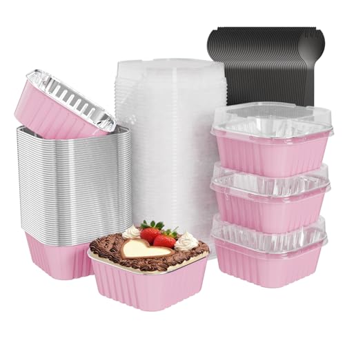 50 Pack Mini Cake Pans with Lids (50 Count)