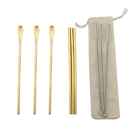 Matte Long Handle Spoon Cocktail Mixing Stirring Spoons Iced Tea Coffee Spoons with 8.6 inch Long Handle Brushed SUS304 Stainless Steel